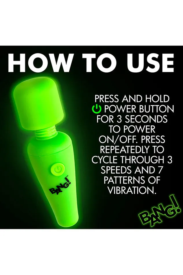 Female Sex Toys XR Brands XR Brands BANG 10X GlowintheDark Mini Wand Vibrator
