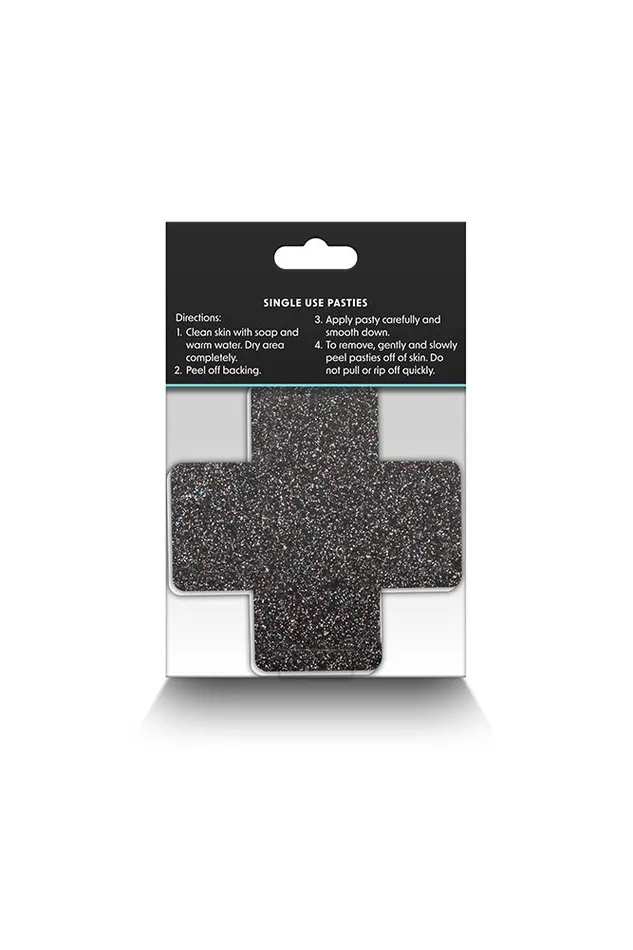 NS Novelties Pretty Pasties Cross Glitter Pasties 2 Pair BlackGold NS Novelties Anal