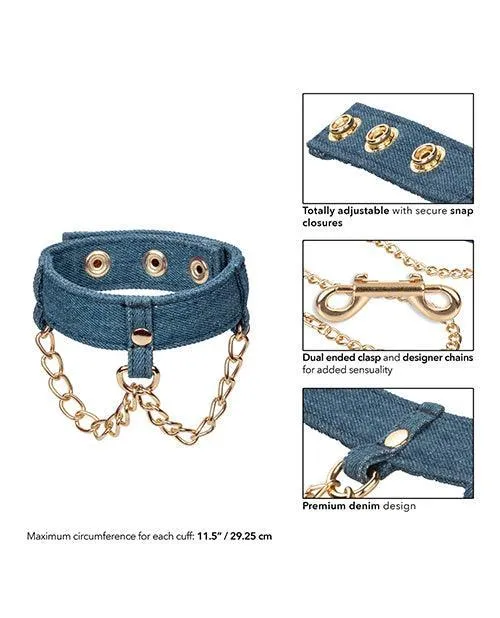 California Exotic Novelties Couples Ride em Premium Denim Collection Ankle Cuffs