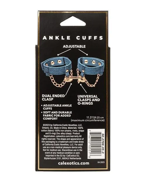 California Exotic Novelties Couples Ride em Premium Denim Collection Ankle Cuffs
