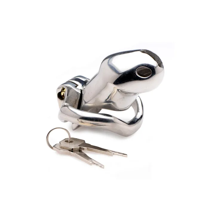 Male Sex Toys Master Series Rikers 247 Stainless Steel Locking Chastity Cage