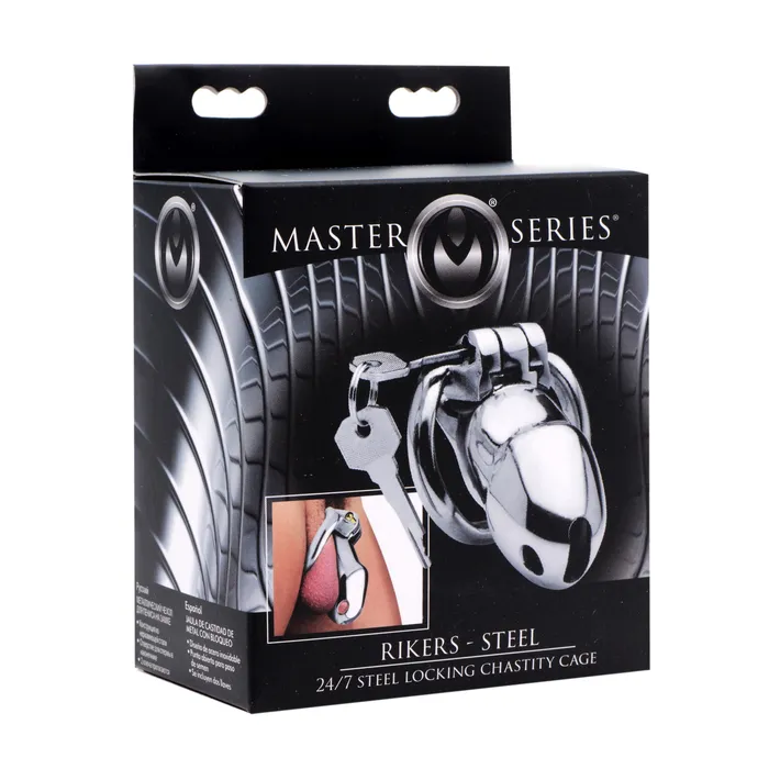 Male Sex Toys Master Series Rikers 247 Stainless Steel Locking Chastity Cage