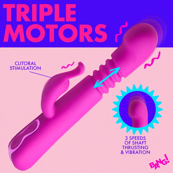 Thrusting Silicone Rabbit Vibrator Bang Female Sex Toys