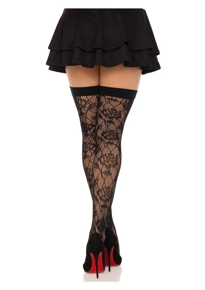 Vibrators Leg Avenue Leg Avenue Wild Rose Net Thigh Highs