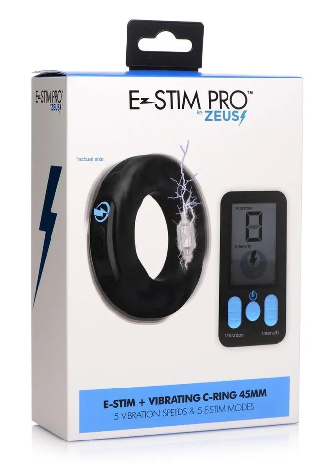 Zeus Electrosex Zeus Vibrating and EStim Rechargeable Silicone Cock Ring with Remote Control Male Sex Toys