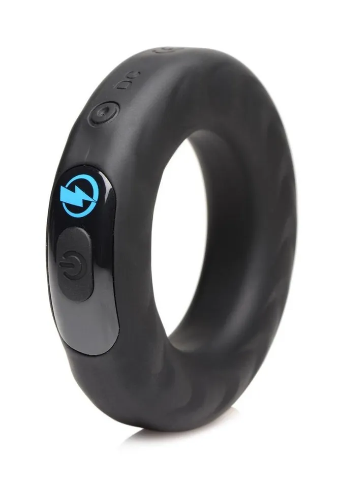 Zeus Electrosex Zeus Vibrating and EStim Rechargeable Silicone Cock Ring with Remote Control Male Sex Toys