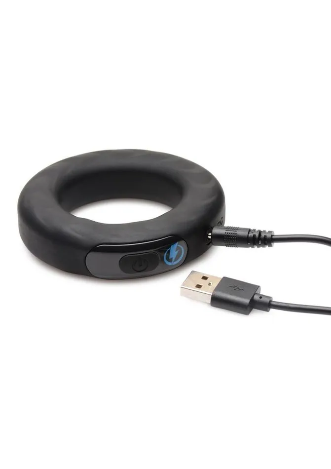 Zeus Electrosex Zeus Vibrating and EStim Rechargeable Silicone Cock Ring with Remote Control Male Sex Toys