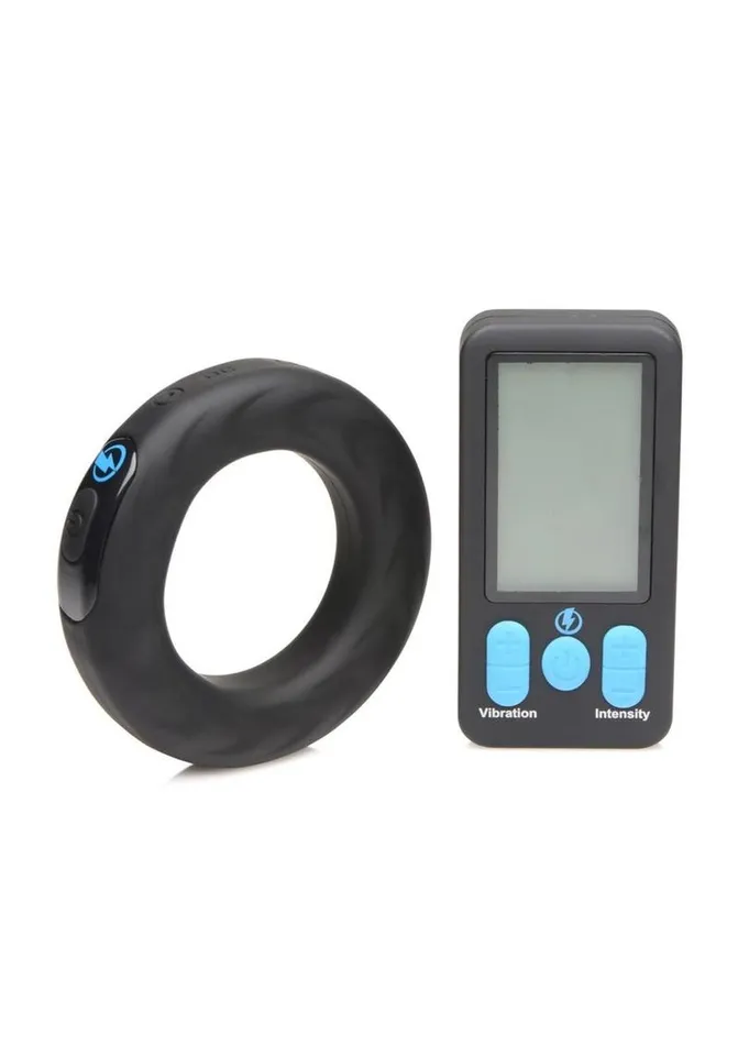 Zeus Electrosex Zeus Vibrating and EStim Rechargeable Silicone Cock Ring with Remote Control Male Sex Toys