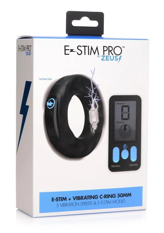 Zeus Electrosex Zeus Vibrating and EStim Rechargeable Silicone Cock Ring with Remote Control Male Sex Toys