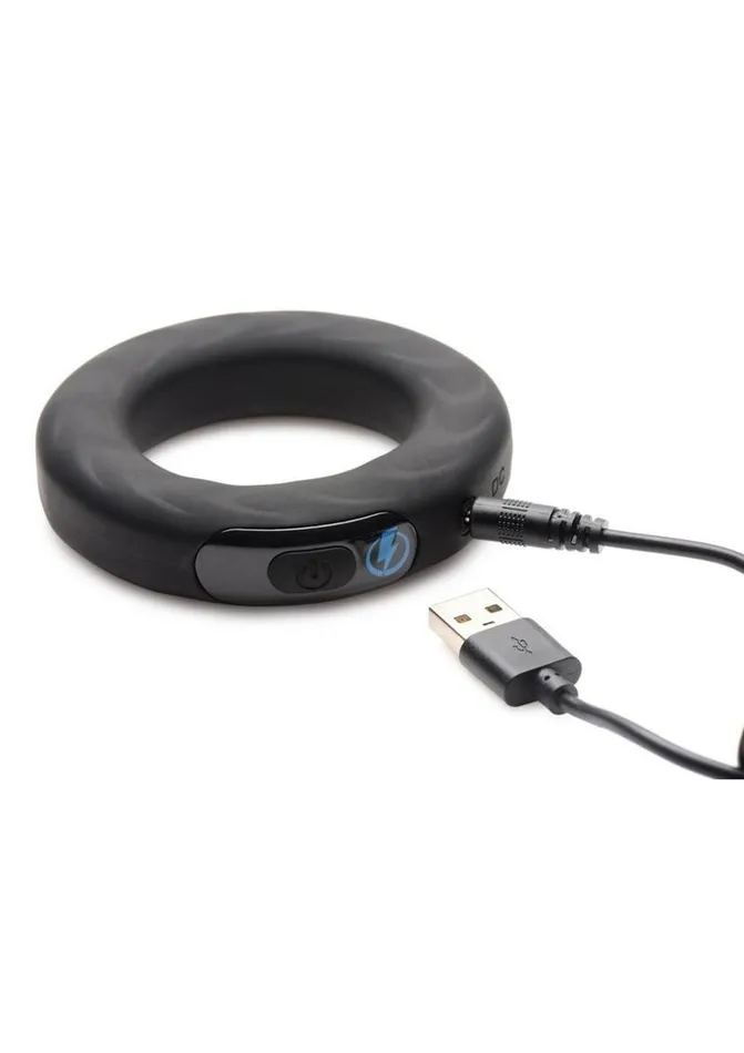 Zeus Electrosex Zeus Vibrating and EStim Rechargeable Silicone Cock Ring with Remote Control Male Sex Toys
